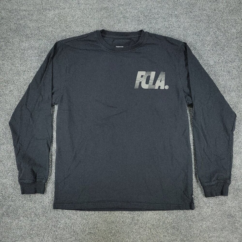 Flight Club Shirt Men Medium Black FCLA Logo Graphic Tee Crew Neck Long Sleeve